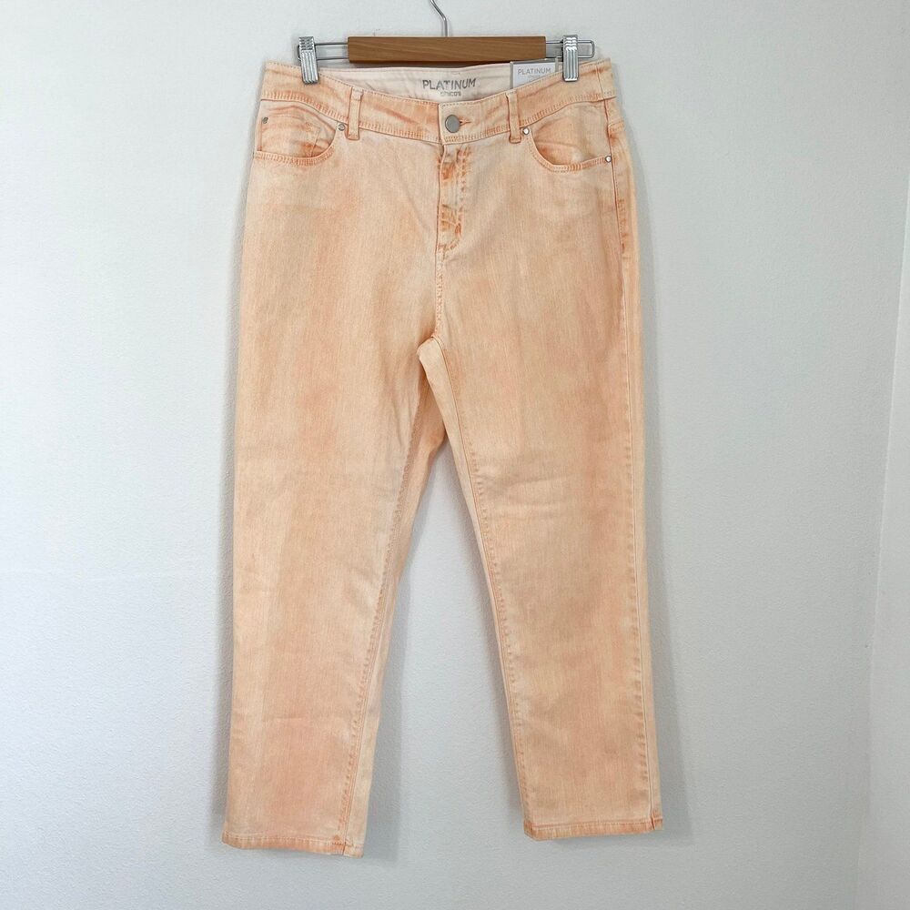 NWT Chico's Size 1.5 Platinum Soft Cantaloupe Skimmer 26" Crop Denim Jeans
